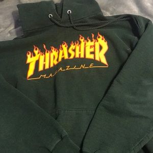 Olive green thrasher hoodie